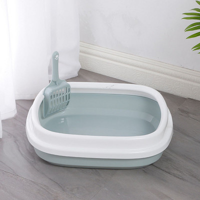 Kutija s pijeskom za mačke Posuda za mačke s lopaticom Mačići Pas Čisti WC Kućna plastična kutija s pijeskom Oprema za mačke WC za kućne ljubimce Noćna posuda protiv prskanja