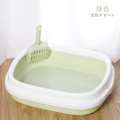 Kutija s pijeskom za mačke Posuda za mačke s lopaticom Mačići Pas Čisti WC Kućna plastična kutija s pijeskom Oprema za mačke WC za kućne ljubimce Noćna posuda protiv prskanja