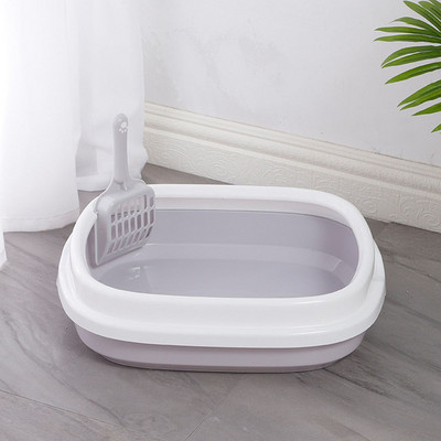 Kutija s pijeskom za mačke Posuda za mačke s lopaticom Mačići Pas Čisti WC Kućna plastična kutija s pijeskom Oprema za mačke WC za kućne ljubimce Noćna posuda protiv prskanja