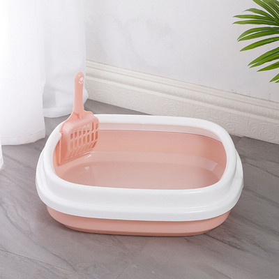 Kutija s pijeskom za mačke Posuda za mačke s lopaticom Mačići Pas Čisti WC Kućna plastična kutija s pijeskom Oprema za mačke WC za kućne ljubimce Noćna posuda protiv prskanja