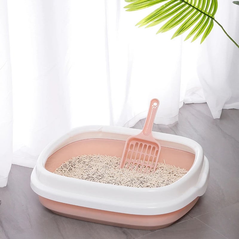 Kutija s pijeskom za mačke Posuda za mačke s lopaticom Mačići Pas Čisti WC Kućna plastična kutija s pijeskom Oprema za mačke WC za kućne ljubimce Noćna posuda protiv prskanja