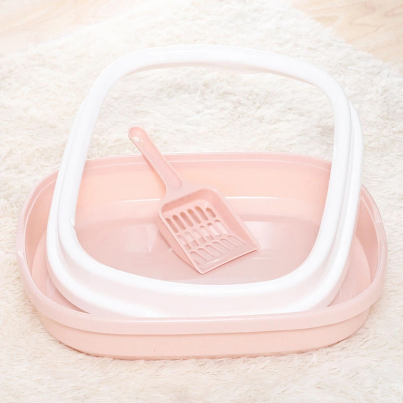 Kutija s pijeskom za mačke Posuda za mačke s lopaticom Mačići Pas Čisti WC Kućna plastična kutija s pijeskom Oprema za mačke WC za kućne ljubimce Noćna posuda protiv prskanja