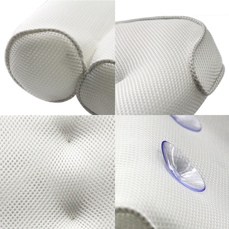 Neklizajući jastuk za kadu Potpora za glavu i vrat Spa jastuk za odmor Prozračna 3D mrežasta tkanina Jastuk za naslon za glavu za kadu s vakuumskim čašicama
