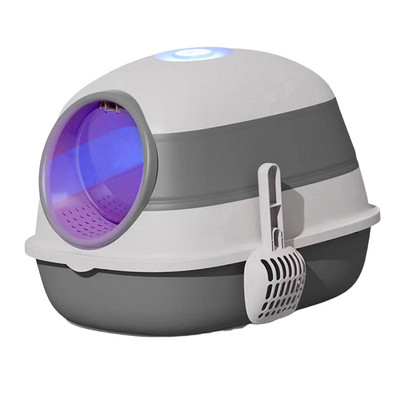 Sklopiva kutija za mačji pijesak, zatvorena kućica za mačke, noćna posuda, zatvorena kutija za mačiće s kapuljačom i toaletnom školjkom za kućne ljubimce Jednostavno čišćenje