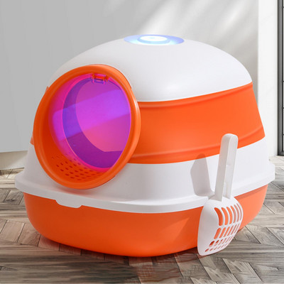 Sklopiva kutija za mačji pijesak, zatvorena kućica za mačke, noćna posuda, zatvorena kutija za mačiće s kapuljačom i toaletnom školjkom za kućne ljubimce Jednostavno čišćenje