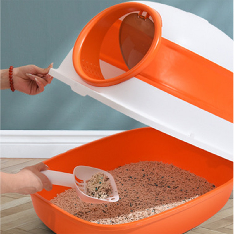 Sklopiva kutija za mačji pijesak, zatvorena kućica za mačke, noćna posuda, zatvorena kutija za mačiće s kapuljačom i toaletnom školjkom za kućne ljubimce Jednostavno čišćenje