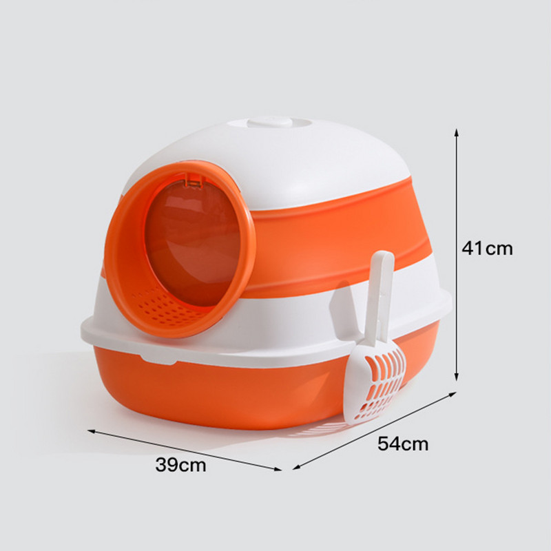 Sklopiva kutija za mačji pijesak, zatvorena kućica za mačke, noćna posuda, zatvorena kutija za mačiće s kapuljačom i toaletnom školjkom za kućne ljubimce Jednostavno čišćenje
