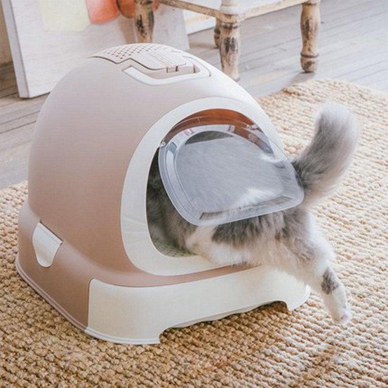 Kaķu tualetes kaste slēgta, pilnībā slēgta kaķu pakaišu tvertne, īpaši liela telpa kaķu gultas traukam kaķēniem.