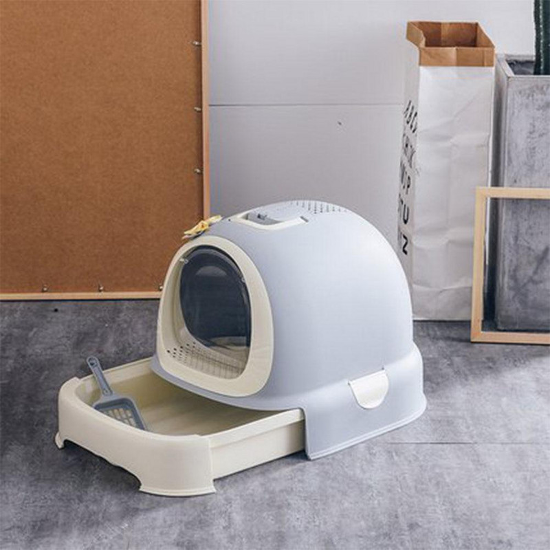 Kaķu tualetes kaste slēgta, pilnībā slēgta kaķu pakaišu tvertne, īpaši liela telpa kaķu gultas traukam kaķēniem.