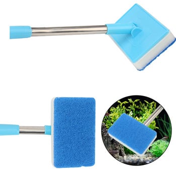 Cleaner Scrubber ρυθμιζόμενο 180° Super Long Handle Aquarium Fish Tank Glass Window Algae Βούρτσα καθαρισμού σφουγγαριών διπλής όψης