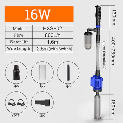 220V elektriskā ūdens mainītāja tīrītājs akvārija smilšu mazgātājs zivju tvertnes filtrs jaudīgs sūkšanas sifons, darbināms ar vakuuma grants sifonu