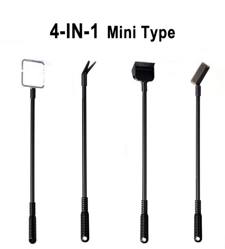 6-IN-1 Akvārija tīrīšanas rīku komplekti Zivju tvertņu tīrīšanas komplekts Zivju tīkls Grants grābeklis Aļģu skrāpju dakša Sūkļa birstes stikla tīrītājs