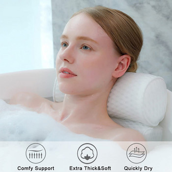 Възглавница за баня с 4D въздушна мрежеста технология и 7 вендузи Поддръжка Глава Назад Рамо Врат Подходяща за всички вани Гореща вана Home Spa TJ9436