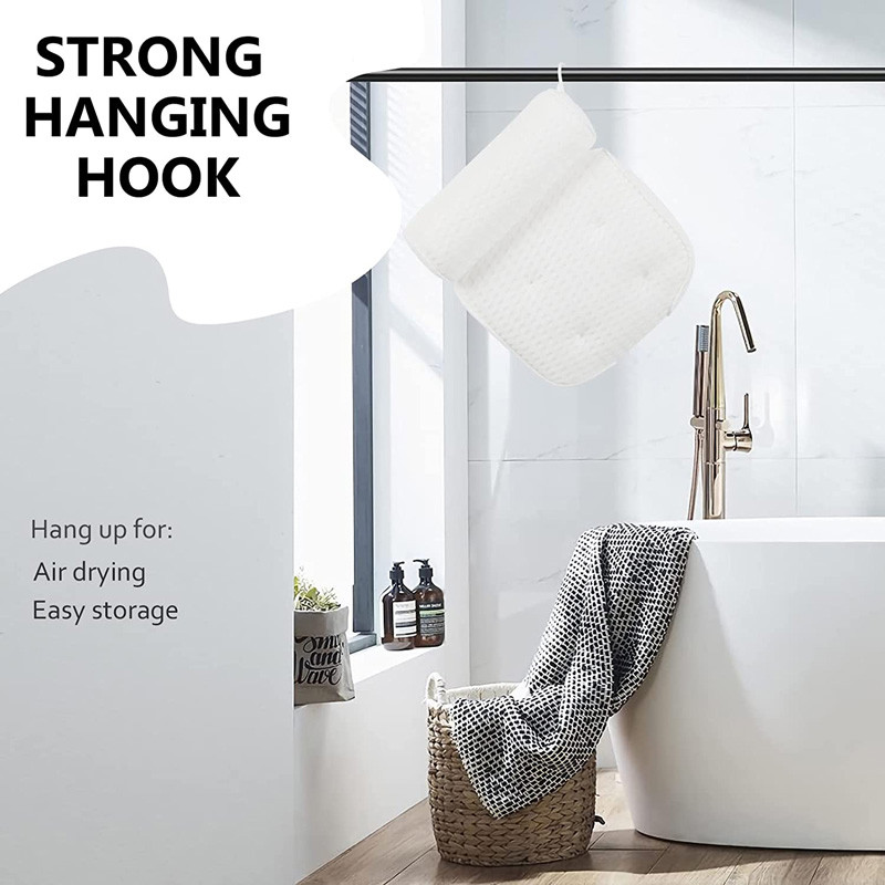 Jastuk za kupanje s 4D Air Mesh tehnologijom i 7 vakuumskih čašica Potpora Glava Natrag Ramena Vrat Odgovara svim kadama Hidromasažna kada Home Spa TJ9436