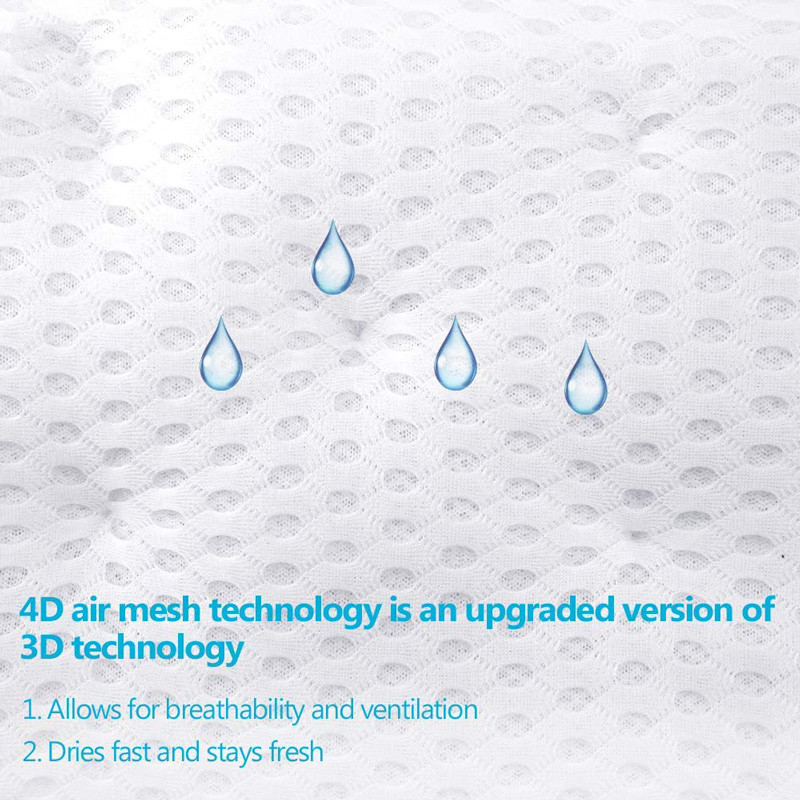 Jastuk za kupanje s 4D Air Mesh tehnologijom i 7 vakuumskih čašica Potpora Glava Natrag Ramena Vrat Odgovara svim kadama Hidromasažna kada Home Spa TJ9436