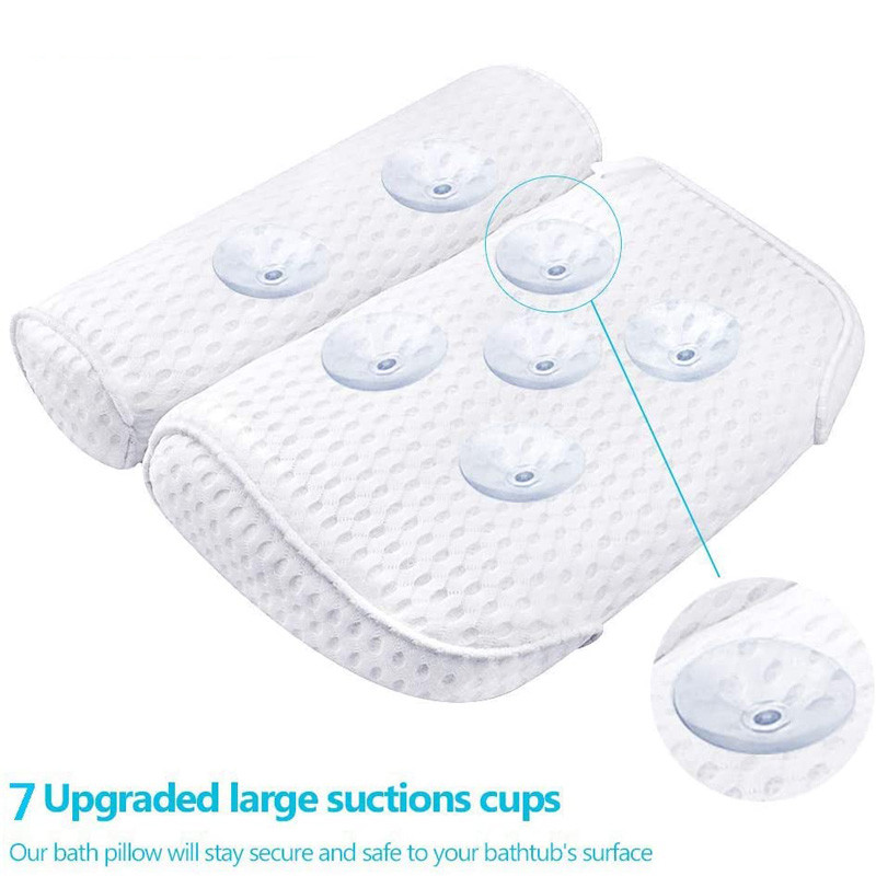 Jastuk za kupanje s 4D Air Mesh tehnologijom i 7 vakuumskih čašica Potpora Glava Natrag Ramena Vrat Odgovara svim kadama Hidromasažna kada Home Spa TJ9436