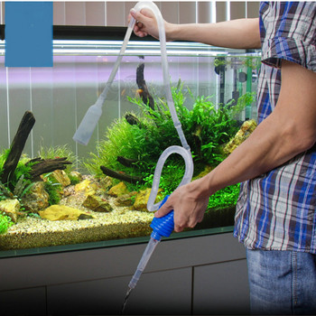 Уред за почистване на чакъл за аквариум Вакуумна ръчна сифонна помпа с филтърна дюза Аксесоари за почистване на аквариума Водна смяна Въздушна помпа