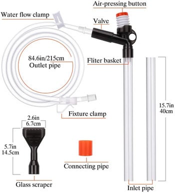 Καθαριστικό δεξαμενής ψαριών, 5 σε 1 Aquarium Gravel Cleaner Water Changer για γρήγορη αλλαγή νερού/πλύσιμο άμμου/απορρόφηση κοπράνων/τρυγώνοντας άμμο