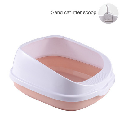 Mājdzīvnieku tualetes gultas trauks pret šļakatām kaķu pakaišu kastei kaķu paplāte ar lāpstu, viegli tīrāmi kastes piederumi