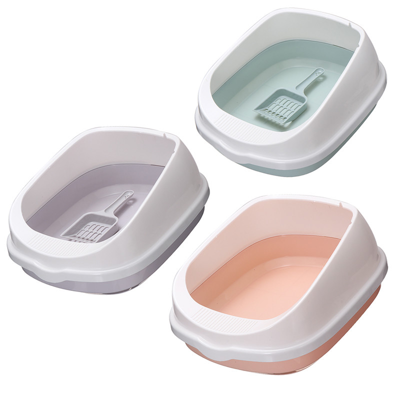 Mājdzīvnieku tualetes gultas trauks pret šļakatām kaķu pakaišu kastei kaķu paplāte ar lāpstu, viegli tīrāmi kastes piederumi