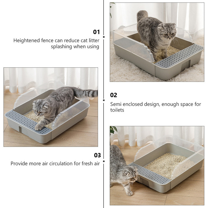 Kaķu pakaišu kaste Mājdzīvnieki Noņemama kaķu pakaišu panna Kaķēnu apmācība podiņa pakaišu panna pretšļakatu tualete 41,5X27,5X18CM