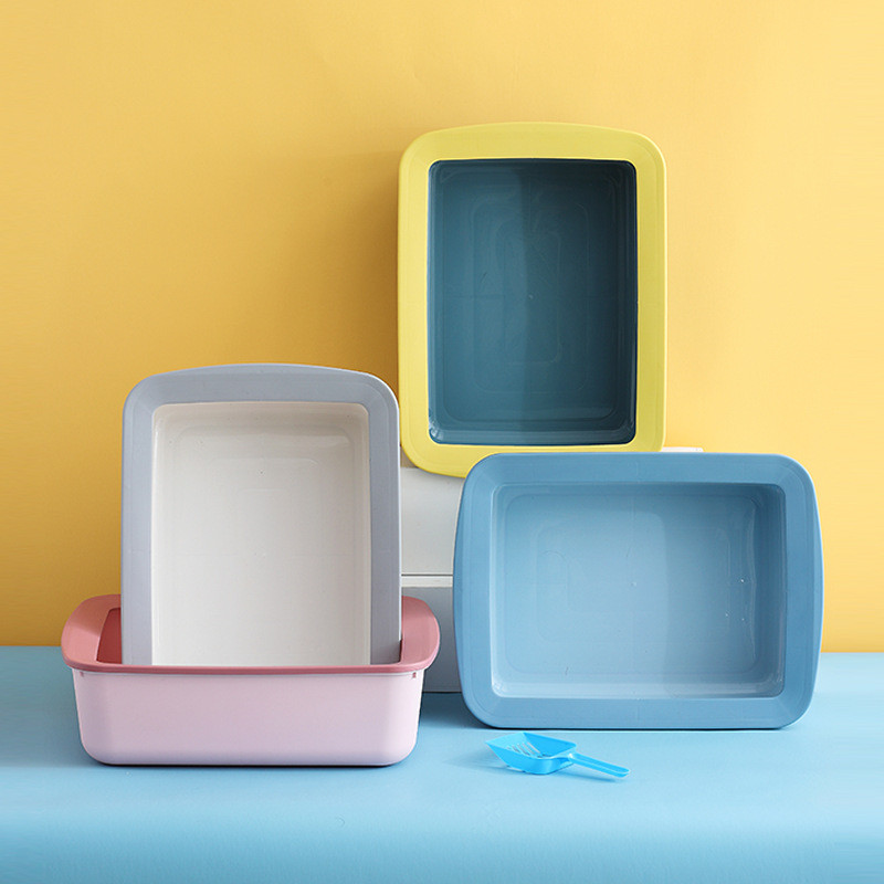 Kutija s pijeskom za mačke Pješčanik Noćna posuda za kućne ljubimce WC Pladanj za mačke protiv prskanja sa žlicom Clean Kitty House Plastična noćna posuda za mačji pijesak