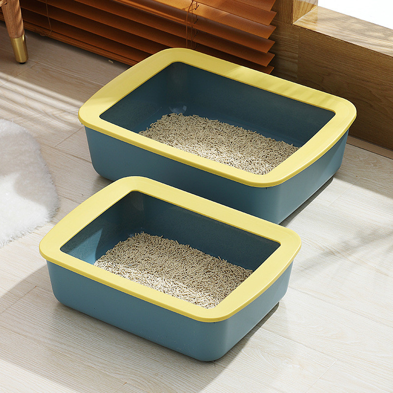 Kutija s pijeskom za mačke Pješčanik Noćna posuda za kućne ljubimce WC Pladanj za mačke protiv prskanja sa žlicom Clean Kitty House Plastična noćna posuda za mačji pijesak