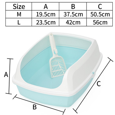 Kutija s pijeskom Hoopet Cats Toalet za mačke pijesak za mačke Anti-Splash za kućne ljubimce Ladica za mačke s lopaticom Clean Toilette Kućni plastični pješčanik Mačka