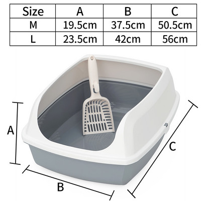 Kutija s pijeskom Hoopet Cats Toalet za mačke pijesak za mačke Anti-Splash za kućne ljubimce Ladica za mačke s lopaticom Clean Toilette Kućni plastični pješčanik Mačka