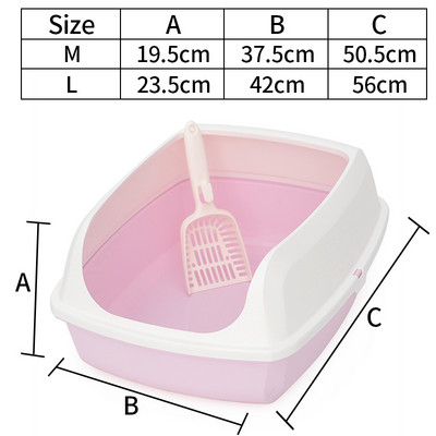 Kutija s pijeskom Hoopet Cats Toalet za mačke pijesak za mačke Anti-Splash za kućne ljubimce Ladica za mačke s lopaticom Clean Toilette Kućni plastični pješčanik Mačka