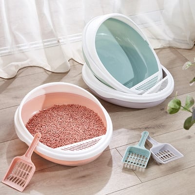 Cutie cu nisip pentru pisici Tava sanitara acoperita Cutie cu nisip inchisa din plastic 3 culori 41x25x9 cm Toaleta sanitara pentru pisici Toaleta pentru animale de companie Acces usor wi