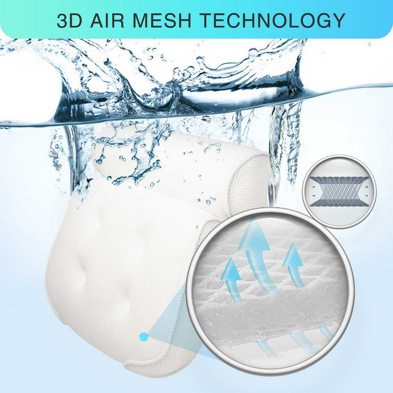 Neslīdošs SPA vannas spilvens ar piesūcekņiem Vannas kakls Muguras atbalsts Galvas balstu Spilveni Sabiezināti Mājas Spilvens Vannas istabas aksesuāri