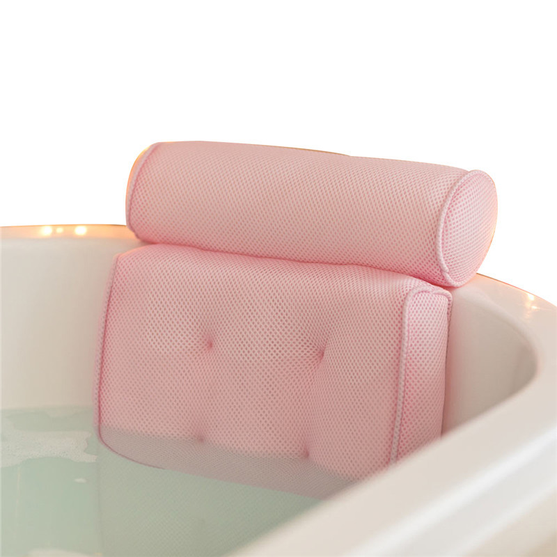 Vannas spilvens 3D sieta audums, ātri žūstošs neslīdošs vannas spilvens, kakla un muguras atbalsts