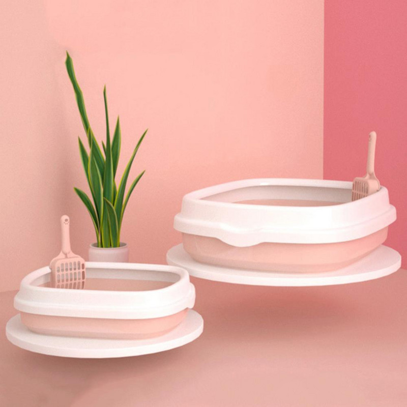 Mājas kaķu kaķēnu pakaišu kastes futrālis Paplāte Lāpsta Pretšļakatām mājas smilšu kaste