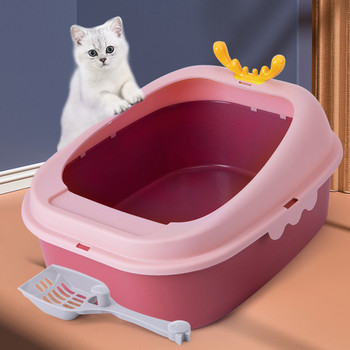 Котешка тоалетна за домашни любимци Пластмасова почистваща кутия за домашни любимци за кучета Леки домашни любимци Устойчива на разбиване, устойчива на напукване и нечуплива кутия за котешка тоалетна