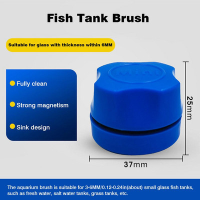 Magnetna četka za staklo za akvarij Plutajući strugač za alge Curve Čistač stakla Mini alat za ribanje Fish Tank Magnet za čišćenje stakla #WO