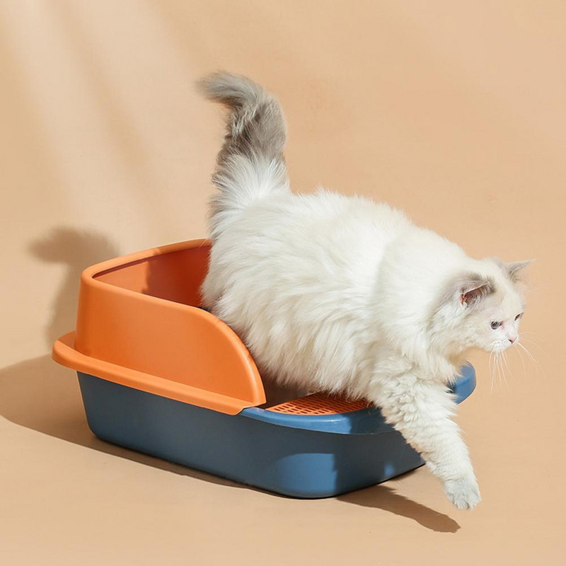 Kaķu pakaišu kaste paaugstina daļēji atvērtas tualetes mājdzīvnieku tīrai smilšu kastei ar bezmaksas lāpstu Kaķu elpojošs kaķu mājas kaķu piegādātāji