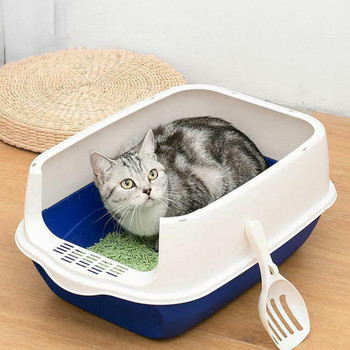 Κουτί απορριμάτων γατών Κλειστό Sandbox Clean Kitty House Πλαστικό κάλυμμα για απορρίμματα γατών Δίσκος για γάτες κατά του πιτσιλίσματος με κουτάλι τουαλέτα για κατοικίδια