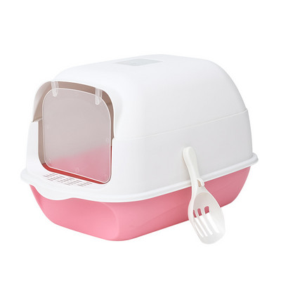 Kutija za mačji pijesak Zatvoreni pješčanik Clean Kitty House Plastična posuda za mačji pijesak Zaštita od prskanja Posuda za mačke sa žlicom Posuda za kućne ljubimce WC