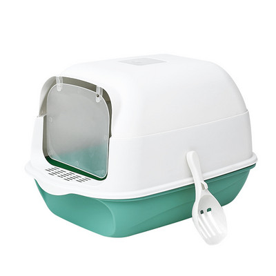 Kutija za mačji pijesak Zatvoreni pješčanik Clean Kitty House Plastična posuda za mačji pijesak Zaštita od prskanja Posuda za mačke sa žlicom Posuda za kućne ljubimce WC