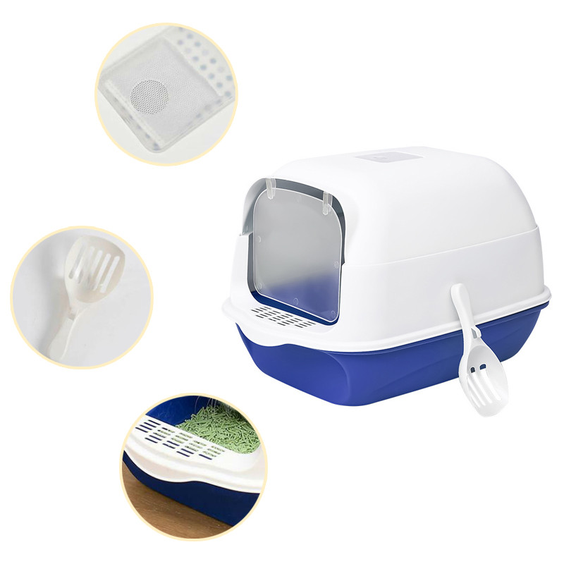 Kutija za mačji pijesak Zatvoreni pješčanik Clean Kitty House Plastična posuda za mačji pijesak Zaštita od prskanja Posuda za mačke sa žlicom Posuda za kućne ljubimce WC