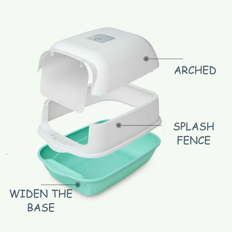 Kutija za mačji pijesak Zatvoreni pješčanik Clean Kitty House Plastična posuda za mačji pijesak Zaštita od prskanja Posuda za mačke sa žlicom Posuda za kućne ljubimce WC