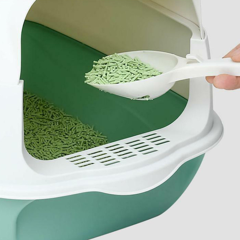 Kutija za mačji pijesak Zatvoreni pješčanik Clean Kitty House Plastična posuda za mačji pijesak Zaštita od prskanja Posuda za mačke sa žlicom Posuda za kućne ljubimce WC