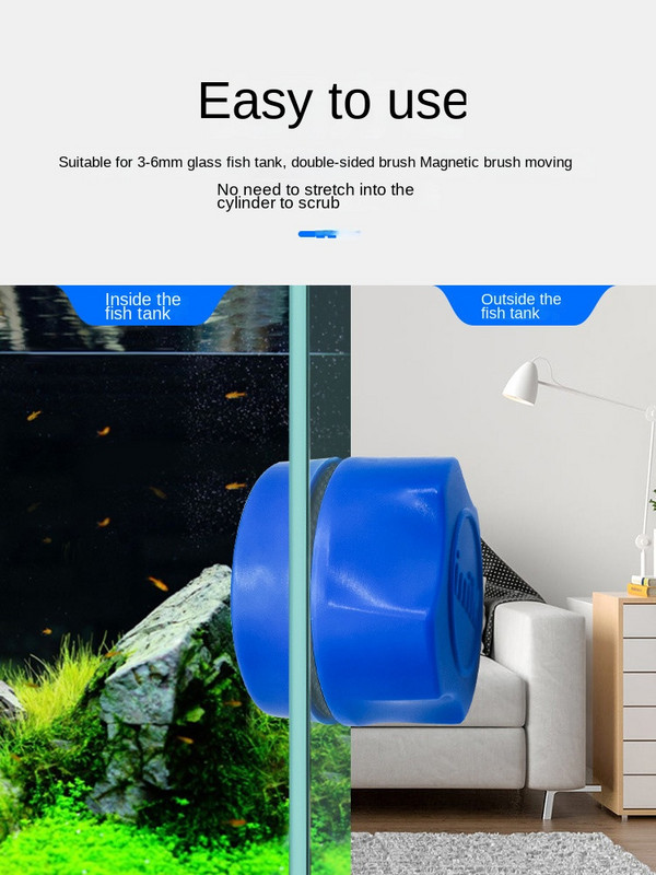Mājdzīvnieku zivju akvārija piederumi tīrīšanas rīki Magnētiskā akvārija zivju tvertnes birste Tīra stikla loga aļģu skrāpju tīrīšanas līdzeklis