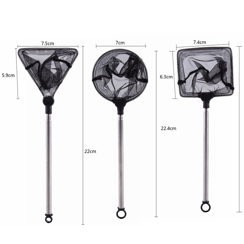 Akvarij na uvlačenje 3D štap od nehrđajućeg čelika Fishnet Pocket Podesiva mreža za hvatanje škampa za čišćenje akvarija Mreža za ribolov