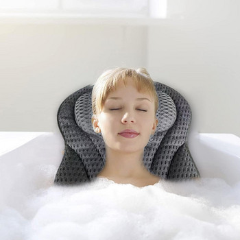 4d мека сива масажна възглавница за баня със смукателен гръб Spa релаксиращ инструмент възглавница за врат Горещи чаши вана гъба O8a4
