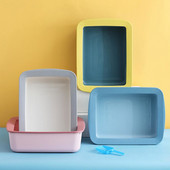 Jauna mājas stila maza daļēji slēgta pakaišu kaste krāsu bloķējoša taisnstūra pakaišu kaste Pretšļakatu kaķu pakaišu kaste kaķiem