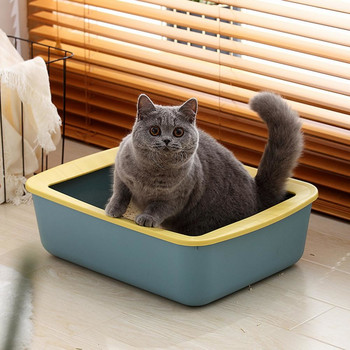 Нов домашен стил Малка полузатворена кутия за отпадъци Правоъгълна кутия за отпадъци, блокираща цветовете Котешка тоалетна против пръски за котки