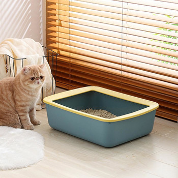Νέο οικιακό στυλ Μικρό ημίκλειστο κουτί απορριμάτων Color Blocking Ορθογώνιο κιβώτιο απορριμάτων Αντι-πιτσίλισμα Κουτί απορριμάτων γατών για γάτες