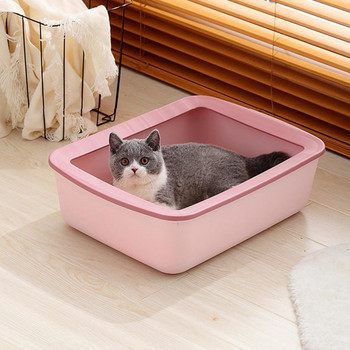 Нов домашен стил Малка полузатворена кутия за отпадъци Правоъгълна кутия за отпадъци, блокираща цветовете Котешка тоалетна против пръски за котки